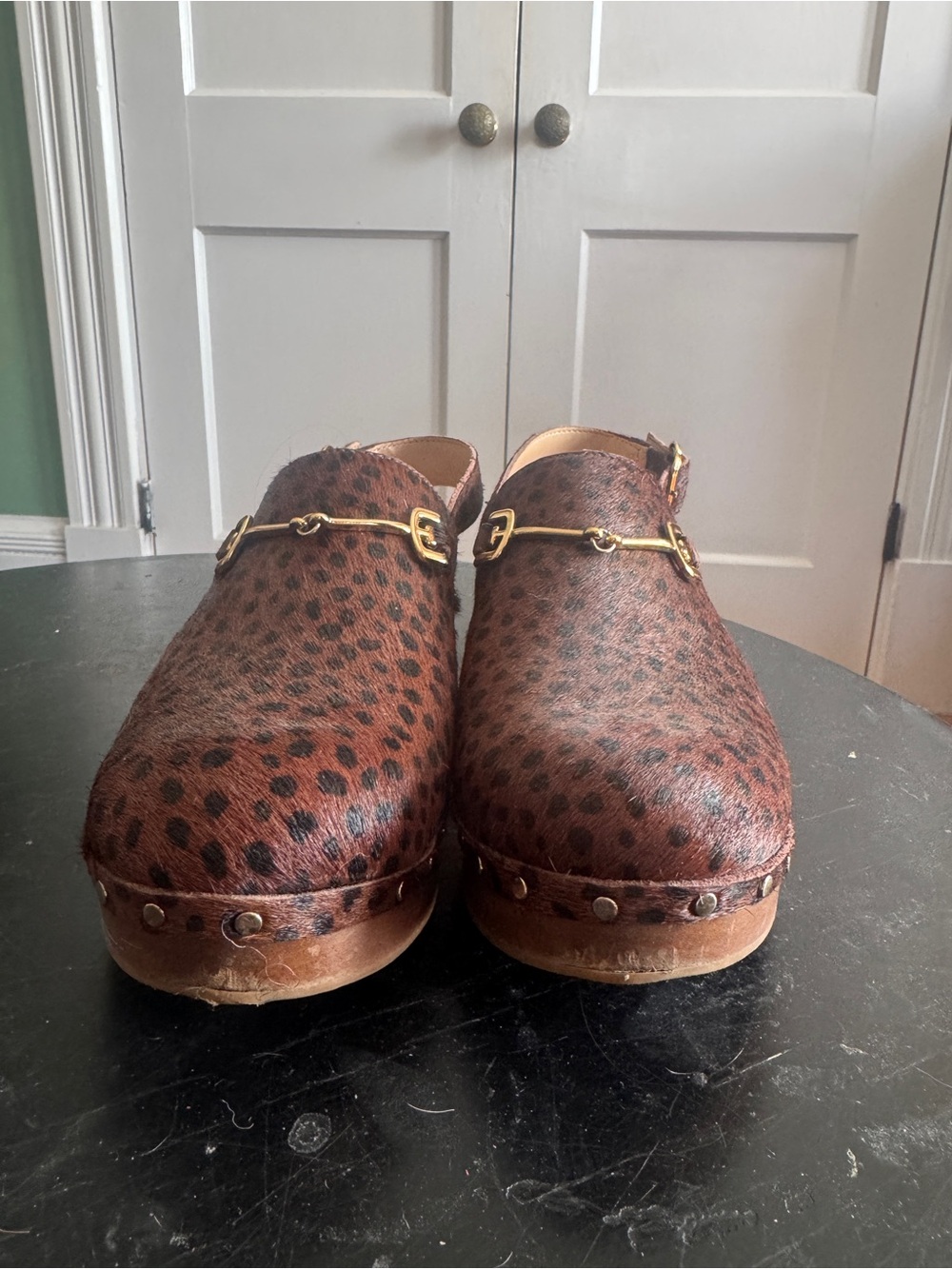 SAM EDELMAN Made In Brazil Haircalf Hilda Spotted Leopard Clogs EU 39 / US 9 - Picture 2 of 10
